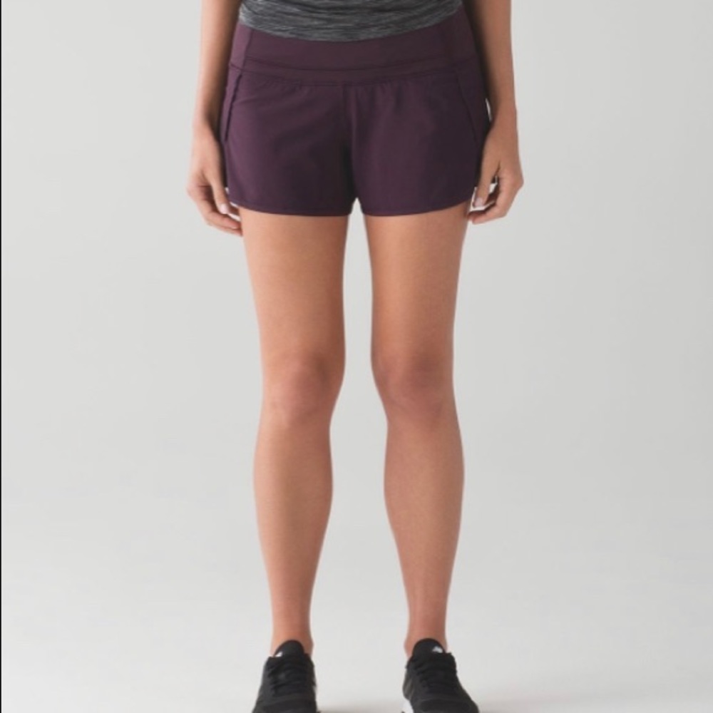 Lululemon Run Times Short (4-way Stretch 4") in Black Cherry -Size 6